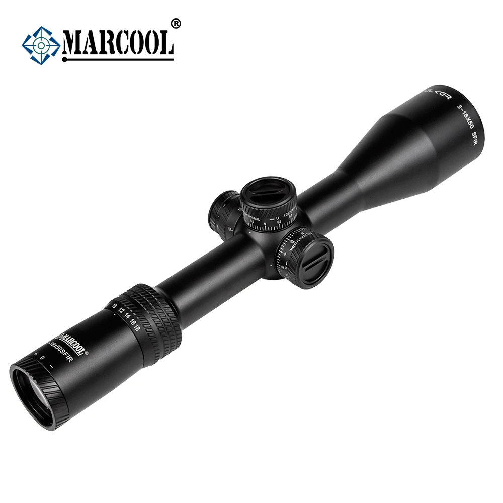 Marcool Optika 3-18X50 FFP HD Kolimatorius Riflescope 1/10 MIL Raudonai Apšviestas 6 Lygių Medžioklės Tikslas Akyse Šautuvas taikymo Sritis AR15 7.62