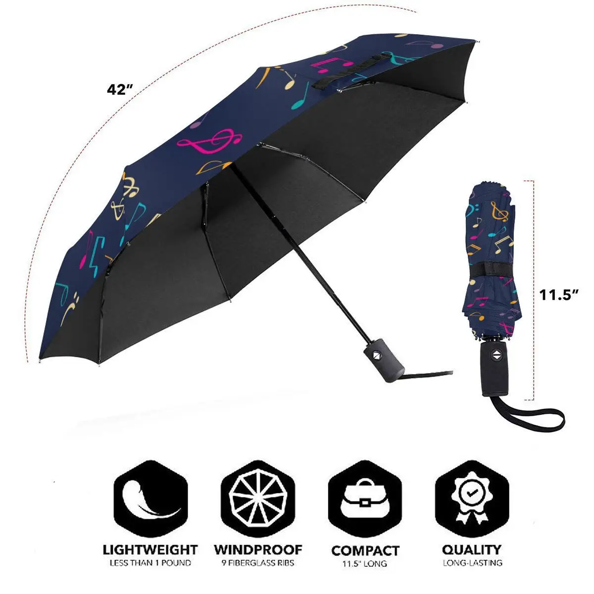 Automatinis Skėtis Muzikos Pastebi Ir Clefs Spalvinga tris kartus skėtis moterys vyrai lietaus, skėtis
