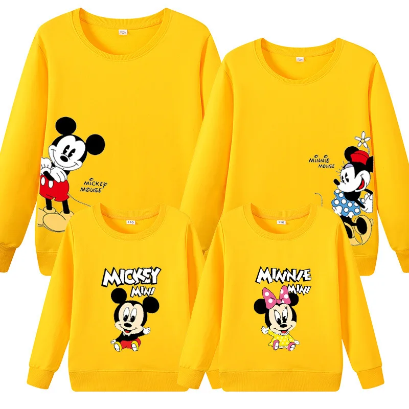 Disney Pavasarį ir Rudenį Mickey Minnie Spausdinti Šeimos Nešioti Visą Šeimos Medvilnės Megztinis Atsitiktinis Marškinėlius Šeimos Atitikimo Komplektus