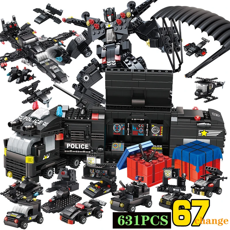 631PCS Inžinierius logoINGlys Miesto Policijos Swat Komanda Mokymo įrangos pardavimas, biuro įrangos Blokai Sunkvežimių Plytų Komplektas Žaislas, Skirtas Berniukas, Vaikų Dovanų