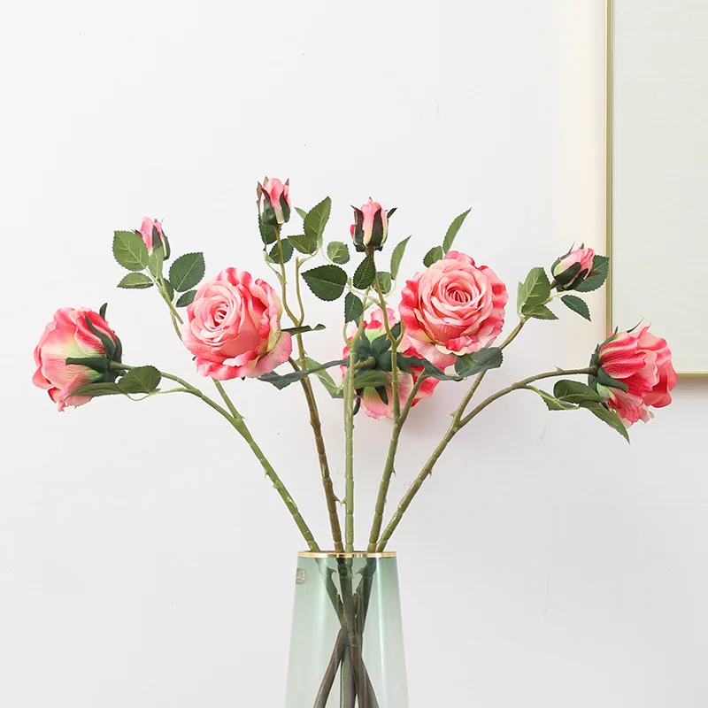 Prabangos nekilnojamojo touch rožės šakos, lapai Dirbtinės Gėlės vitrinos vestuvių fotografija rekvizitai flores artificiales