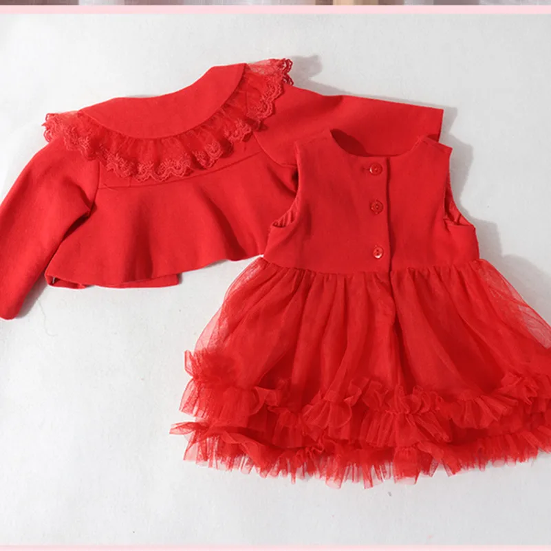 Kūdikiams, Kūdikių Mergaičių drabužių komplektas komplektai lolita stiliaus rinkiniai tutu mergaičių suknelė+kailis kombinezonas skirtas naujagimiui mergaičių drabužių gimtadienio rinkinių