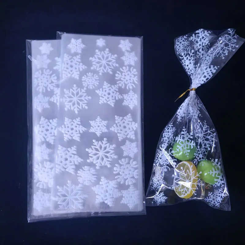 100vnt Snaigės Modelio Slapukas Saldainių Krepšiai Atidarykite Viršų Pakavimo Plastikiniai Maišeliai Kalėdų Celofano Šalies Naudai Maišelį Kalėdų Supplie
