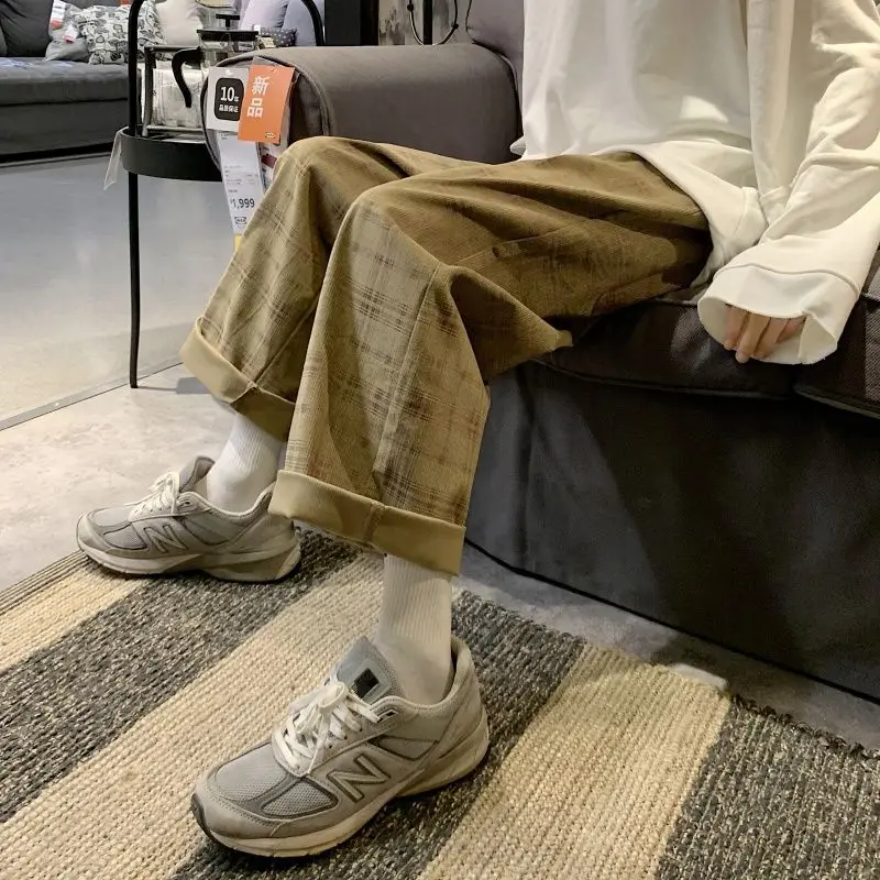 Rudenį Pledas Velvetas Kelnės, vyriškos Mados Retro Atsitiktinis Kelnės Vyrams Streetwear Laukinių Prarasti Hip-hop Tiesios Kelnės Mens S-2XL