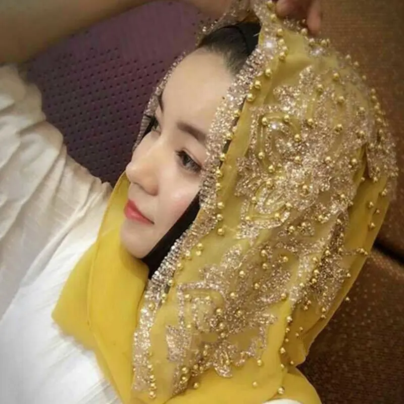 Šifono Zawalcowany Hijabs Ponios 2020 Temperamentas Musulmonų Derliaus Etninės Stiliaus 170*70CM Gryna Spalva Kratinys Skaros Lankelis Šalikas