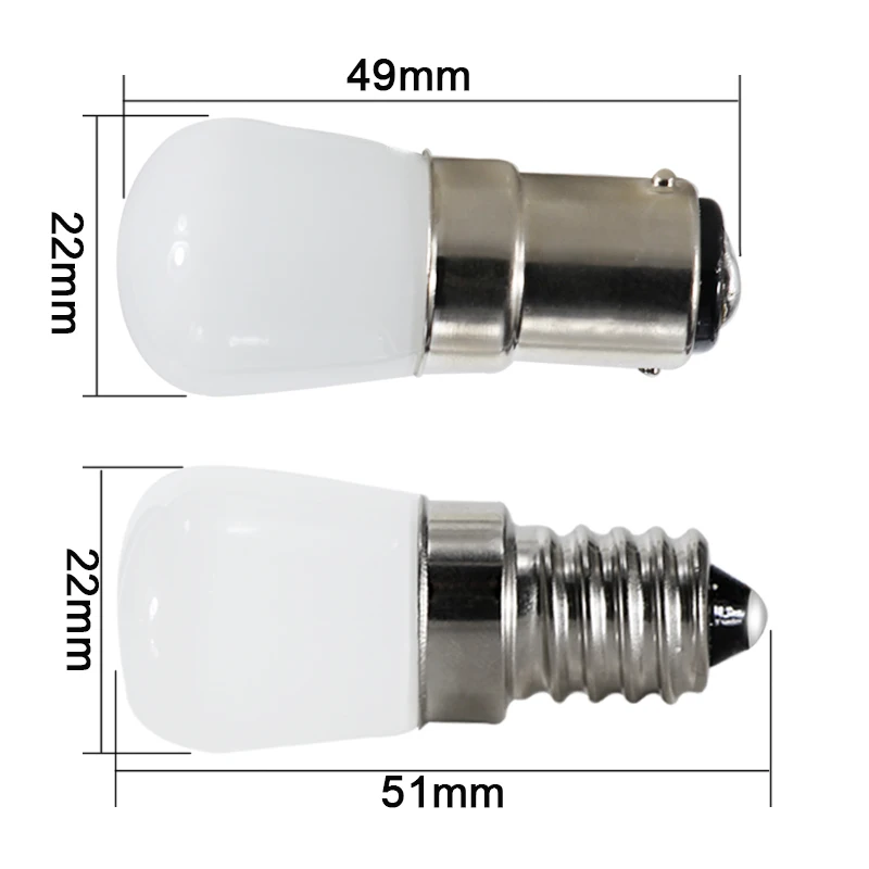 Ampulä-B15 E12 E14 led lemputės šviesos T22 12v 110v, 220v 1.5 W mini prožektorius Šaldytuvas, Šaldytuvo Apšvietimas matinio korpuso 12 V voltų, lempa