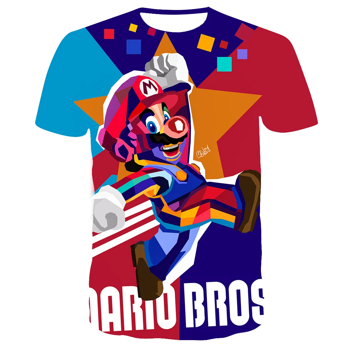 Harajuku marškinėliai Klasikiniai žaidimai, Super Mario marškinėliai Mario Bros 3D spausdinimo Hip-hop anime marškinėlius Moterų, Vaikų, Berniukų ir Mergaičių Kietas Tees