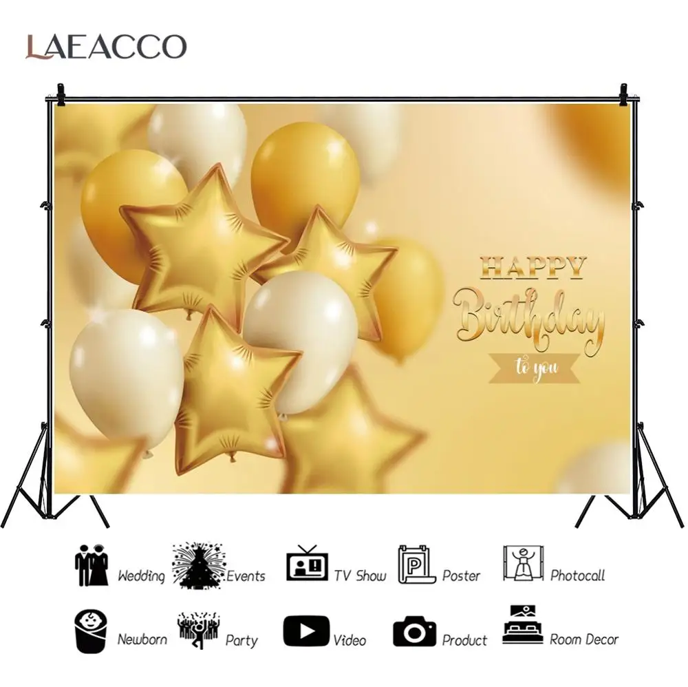 Laeacco Spalvinga Balionai Fotografijos Fonas Aukso Taškų Star Vėliavos Kūdikio Gimtadienio Fotografijos Fone Fotostudija