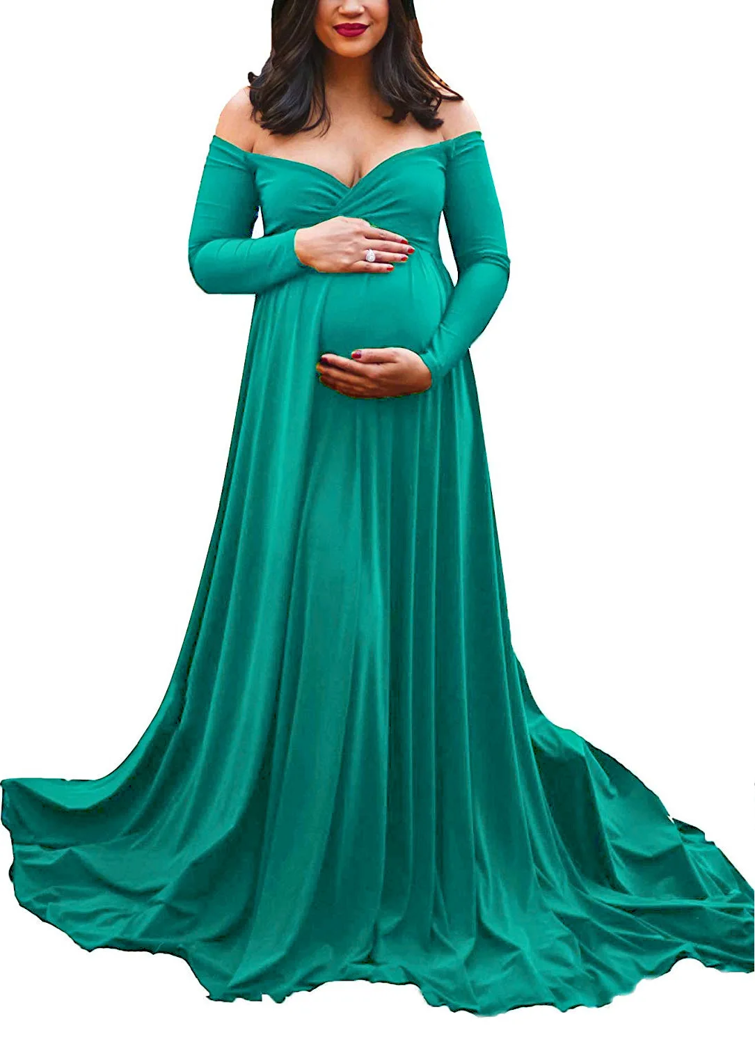 Ledinės ilgomis rankovėmis motinystės drabužių fotosesiją nėščiųjų fotografijos rekvizitai plius dydis suknelė moterims nėštumo drabužiai