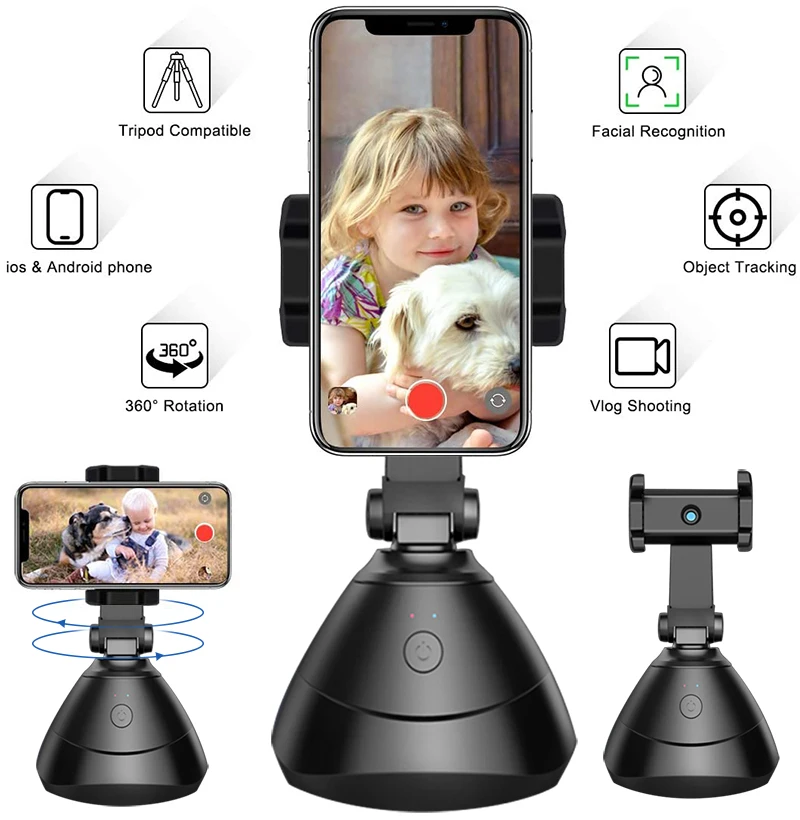 Selfie Stick 360 Sukimosi Auto Face Objekto Stebėjimas Smart Fotografavimo Kamera Telefoną Prijungti Vlog Fotografavimo Išmaniojo Telefono Turėtojas