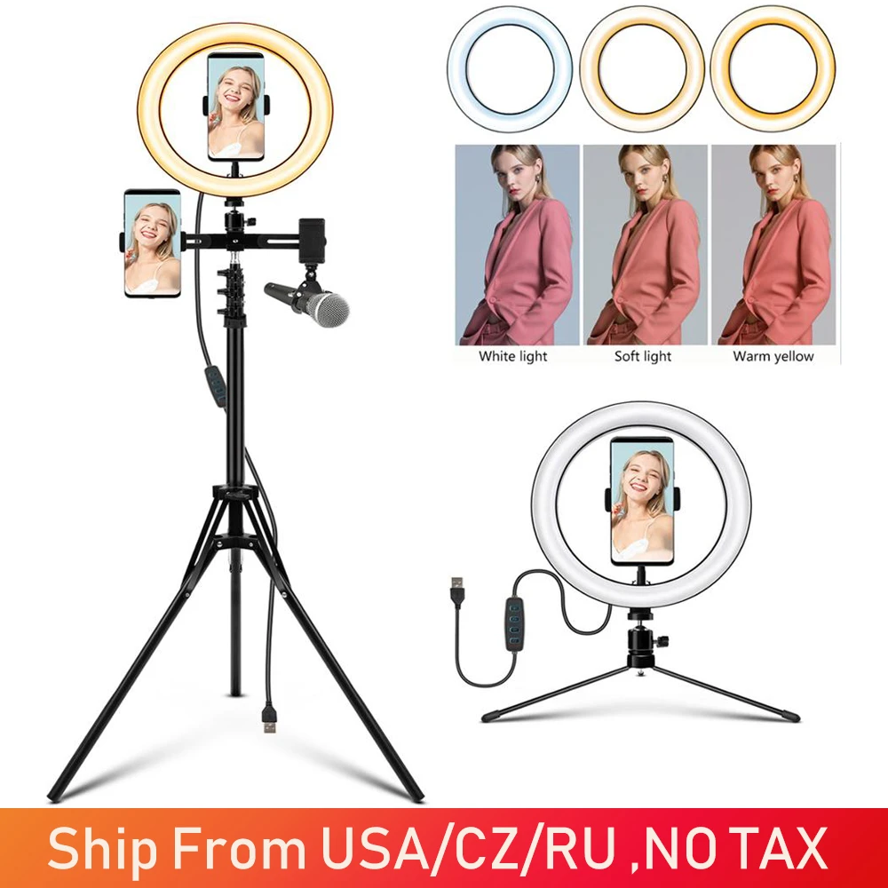 26cm / 10.2 colių Selfie Šviesos Žiedas su Trikojis Stovas LED Selfie Šviesos Žiedas Lempos Ringlight skirta Tik Tok 