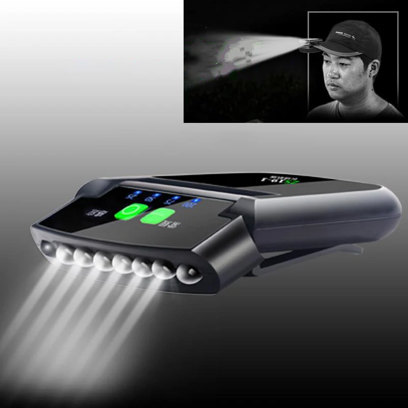 Įkrovimo priekinis žibintas Indukcijos Įrašą Bžūp Lempos Super Ryškus LED Žibintuvėlis atsparus Vandeniui Naktį Žvejyba, Kempingas Šviesos Galia Ekranas