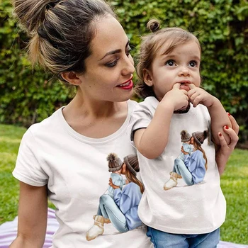 Šeimos Atitikimo Komplektus Super Mama ir Dukra Spausdinti Berniukų, Mergaičių marškinėliai Motinos dieną Pristatys Drabužius Vaikams&Moteris Juokinga camisetas