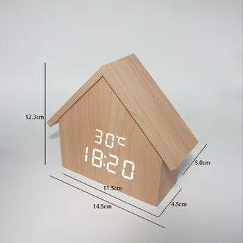 Šiaurės Naujas Namas LED Medienos Skaitmeninis Laikrodis-Žadintuvas Elektroninių Atidėti Balso Kontrolės Laikas, Data, Temperatūra Namuose Vaikai Žadintuvas