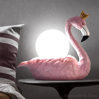 Šiaurės Pink Flamingo Stalo Lempa, Miegamojo Kambarį, Mergina, Naktiniai staleliai, Stalinės Lempos, Art Deco Vaikų Kambario Modernias Šviesos Armatūra