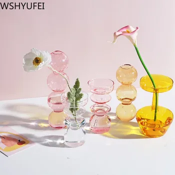 Šiaurės Stiklo vazos stalo stalviršio gėlių puodą, skaidrus gėlių vazos namuose Džiovintų gėlių dekoras vestuvių dekoro priedai
