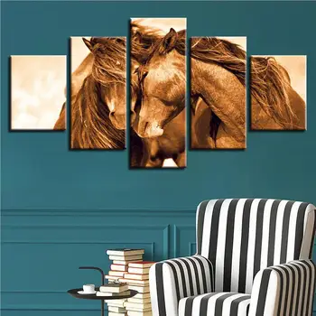 Šiuolaikinių HD Atspausdintas Sienos Meno Tiesioginio Pardavimo Sistemą, Drobės, Nuotrauka 5 vnt Gyvūnų Žirgų Paveikslų Kraštovaizdžio Plakatai Namų Dekoro