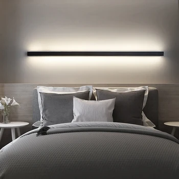 Šiuolaikinių LED Sienos Lempos Fone Ilgą Eilutę, Sienos Šviesiai veidrodis lempos kambarį miegamojo Lovos Sconce koridoriaus praėjimo Šviesos Šviestuvas