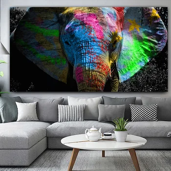 Šiuolaikinės Spalvinga Afrikos Dramblys Gyvūnų Naftos Tapyba ant Drobės, Plakatų ir grafikos Cuadros Sienos Menas Nuotraukas Kambarį