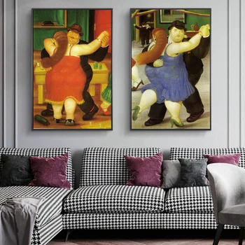 Šokėjai D. Fernando Botero Garsaus Meno Drobė Paveikslų Ant Sienos Menas, Plakatų Ir grafikos Šiuolaikinio Meno Nuotrauką Namų Sienų Dekoras
