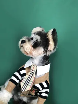 Šunų drabužius pavasario ir rudens drabužiai madingo prekės ženklo dryžuotas megztinis megztinis Teddy veislės kalytę Pomeranijos Corgi kovoti pet drabužiai