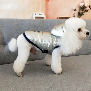 Šunų drabužių rudens ir žiemos dviejų kojų, šunų paltai storio šunų drabužius sidabro spalvos super šiltos liemenės šunelis S-XXL