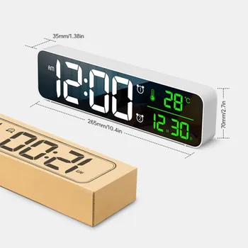 Šviesos Silent Elektroninis Laikrodis-Žadintuvas Su Muzika Atidėjimo Funkcija, Led Skaitmeniniai Ryškumo Reguliatorių Laikrodis, Veidrodis, Dizainas