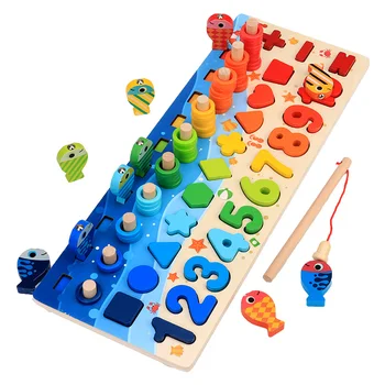 Švietimo Montessori Mediniai Žaislai, Matematikos Valdybos Ikimokyklinio Medinių Žvejybos Montessori Žaislai Montessori Skaičius Geometrija
