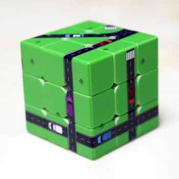 Žalia Kelių Asmenybės Dizaino 3x3x3 Magic Cube 56*56*56mm Įspūdį Žaislai, Edukaciniai Žaislai Vaikams Suaugusiųjų Office Žaislas