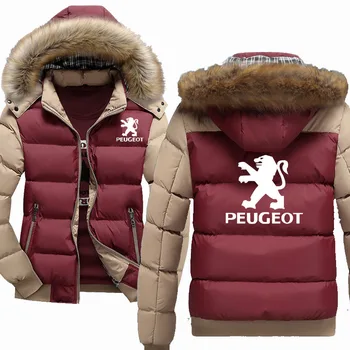 Žiemos vilnos Tirštėti Šiltas, paltai, vyriški Hoodies Peugeot Automobilių Logotipas Spausdinti Vilnos Mens Hoodies Striukės Užtrauktukas