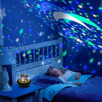 Žvaigždėtas Dangaus Projektorius LED Nakties Šviesos Magija Visatos Žvaigždė Mėnulis LampUSB Baterija Laiko Pritemdomi Naktį Šviesos Vaikas Dovana Siųsti Filmas